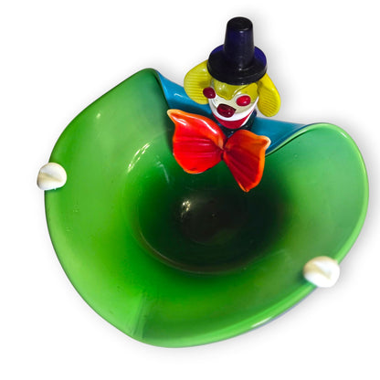 Murano Vintage Green Bowl Glass Clown - Green