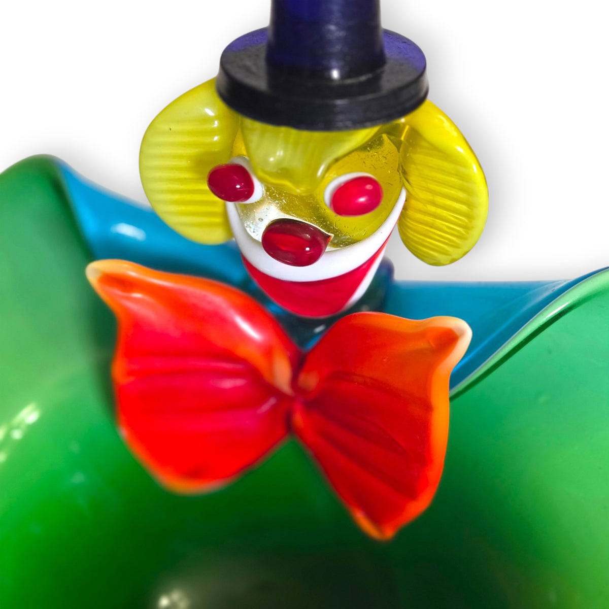 Murano Vintage Green Bowl Glass Clown - Green
