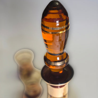 Bohemian Czech Amber Glass Decanter Liquor set - Amber