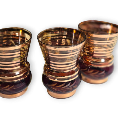 Bohemian Czech Amber Glass Decanter Liquor set - Amber