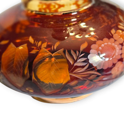 Bohemian Czech Amber Glass Decanter Liquor set - Amber