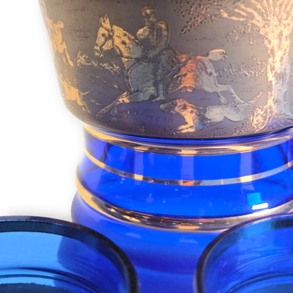 Bohemia Czechoslovakian Cobalt Blue Glass Decanter Set - Cobalt Blue