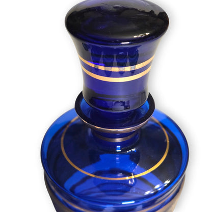 Bohemia Czechoslovakian Cobalt Blue Glass Decanter Set - Cobalt Blue