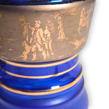 Bohemia Czechoslovakian Cobalt Blue Glass Decanter Set - Cobalt Blue