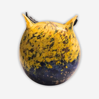 Murano-Attributed Hand Blown Vibrant Glass Owl Figurine - Multi-Colour